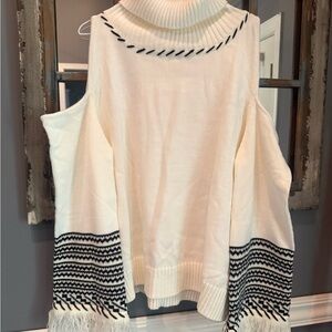 VENUS White and Black Cowl Turtleneck Sweater. Worn once